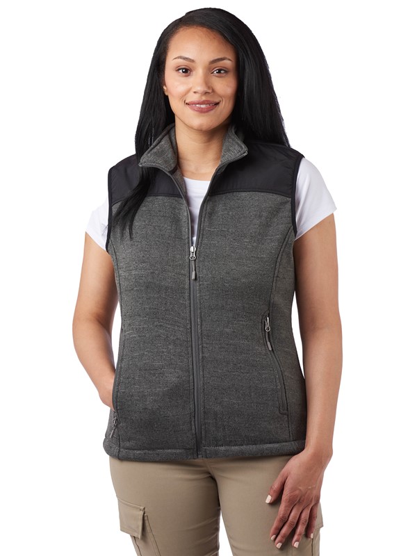 Ladies Capitan Sweater-Knit Fleece Vest with Nylon Trim