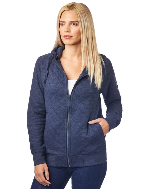 Ladies Kingsley Quilted Cotton Fleece Hoodie