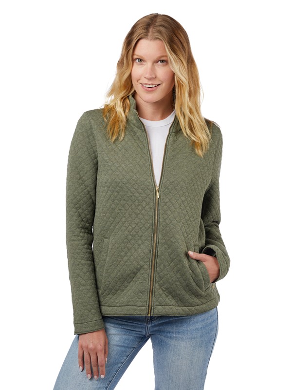 Quilted Full-Zip Sweater