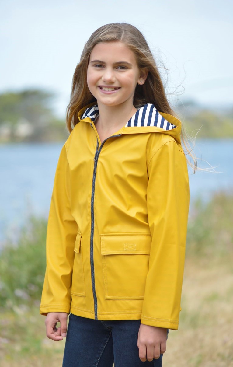 Girls Rain Jacket Lands' End Kids Waterproof Hooded Packable Rain