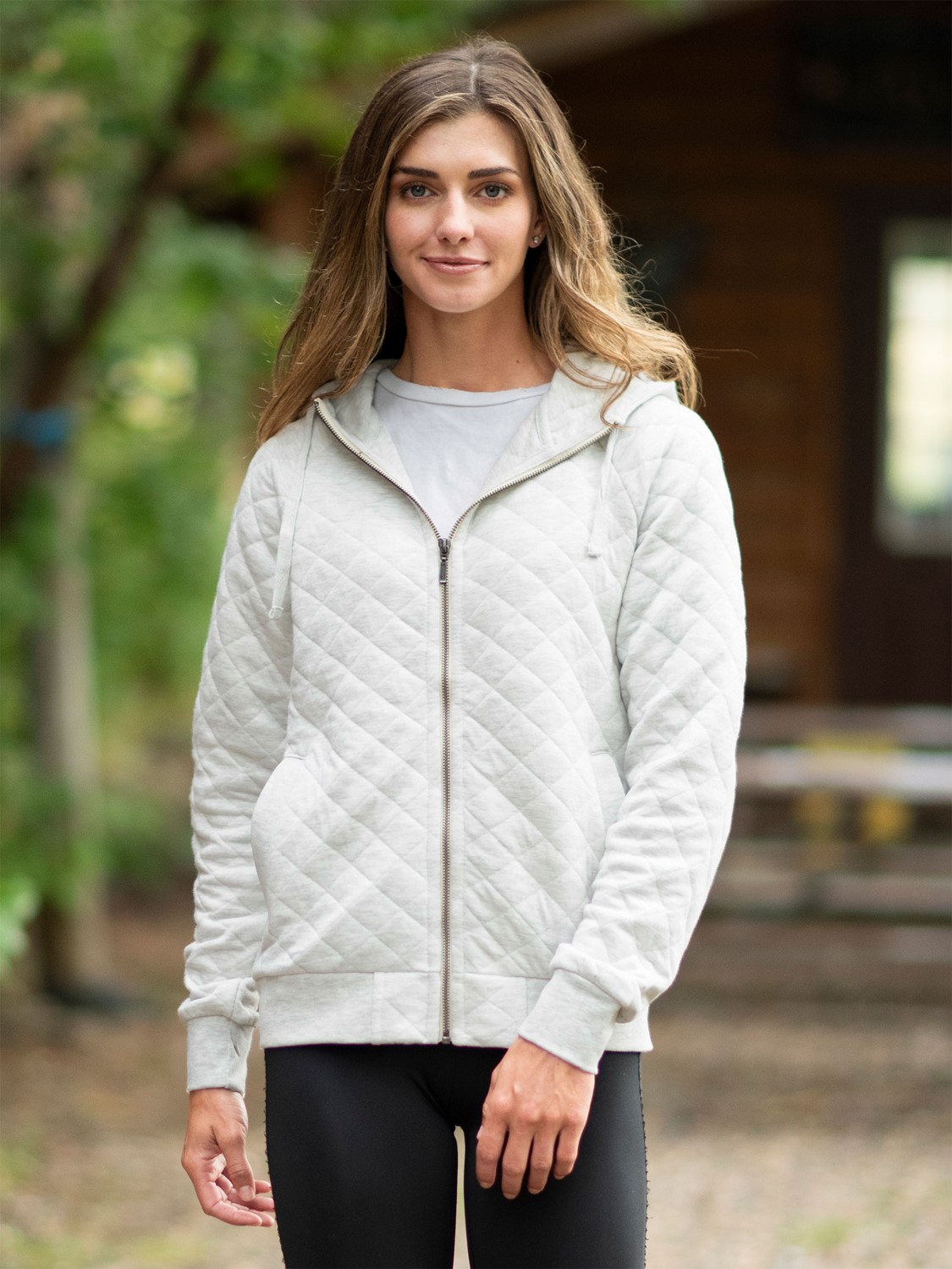Ladies Kingsley Quilted Cotton Fleece Hoodie
